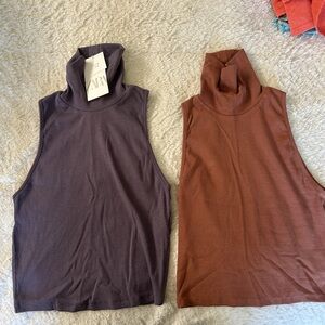 Zara Women's Tank Tops - Purple and Brown
